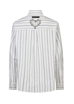 Crystal heart stripe skjorte Hvid HAUTE L\'AMITIÈ
